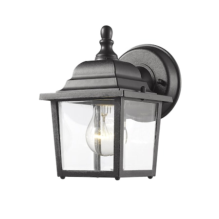 Z-Lite Waterdown 1 Light Outdoor Wall Light, Black & Clear Beveled 546BK